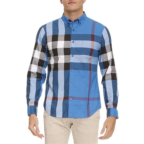 camicia burberry blu uomo|Camicia in corduroy (Blu metallo) .